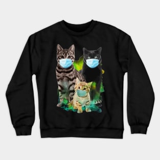 Three Cats Wearing Mask Quarantine Crewneck Sweatshirt